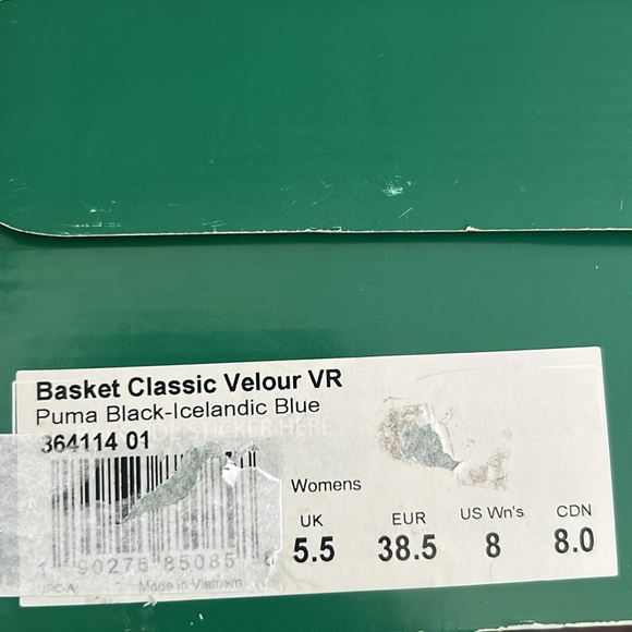 Brand New In Box Never Worn Women’s Puma Basket Classic Velour VR Size 8 - Picture 9 of 9